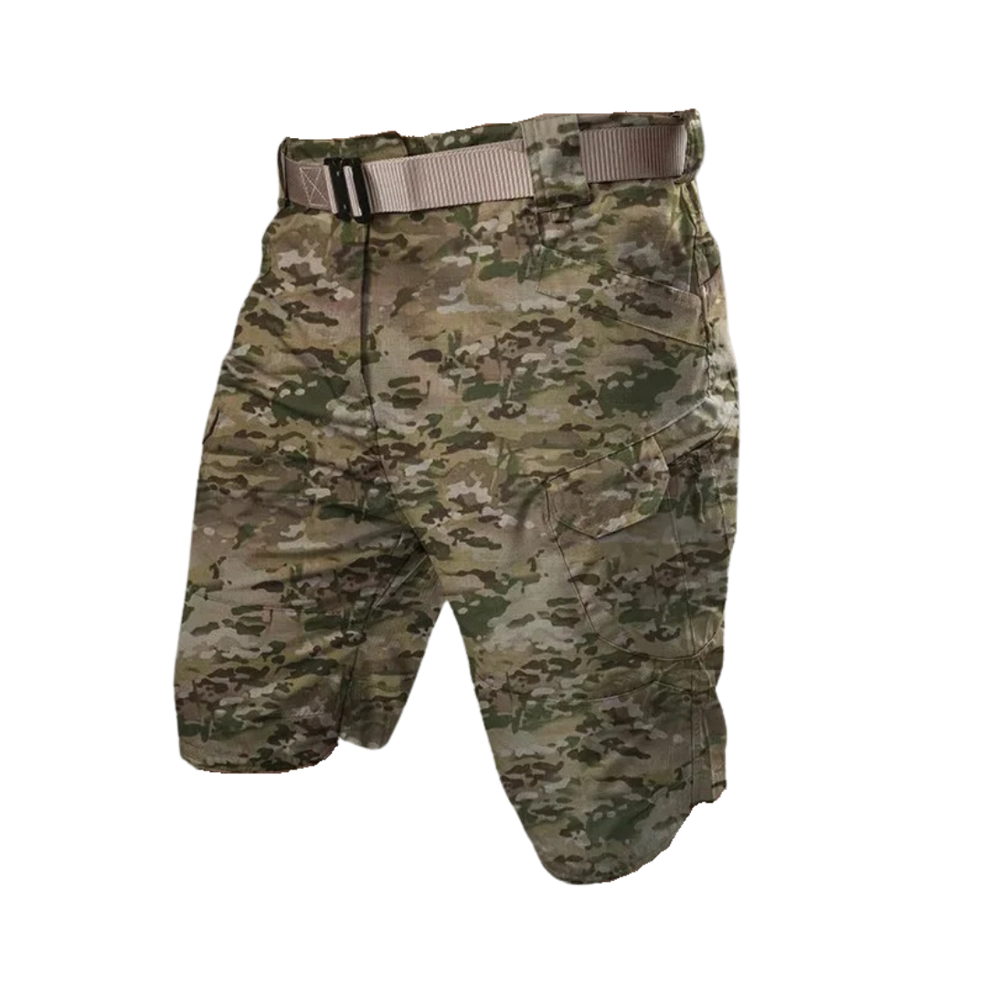 Herren Cargo-Shorts – Relaxed Fit – Baumwolle – 6 Reißverschlusstaschen – Gürtel