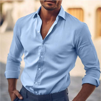 Herren Hemd – Slim Fit – Atmungsaktiver Stoff – Langarm – Button-Down-Kragen