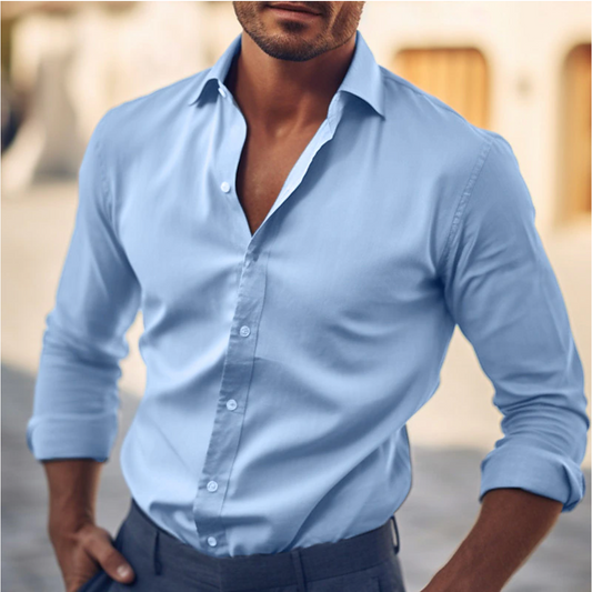 Herren Hemd – Slim Fit – Atmungsaktiver Stoff – Langarm – Button-Down-Kragen