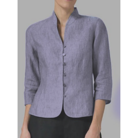 Damen Bluse – Strukturierter Schnitt – Stehkragen – 3/4 Ärmel – Atmungsaktives Gewebe