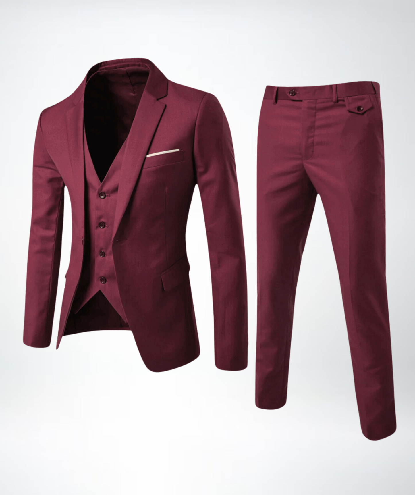 Herren Anzug Dreiteilig – Slim Fit – Wollmix – Business – Sakko mit Weste