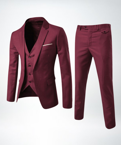 Herren Anzug Dreiteilig – Slim Fit – Wollmix – Business – Sakko mit Weste