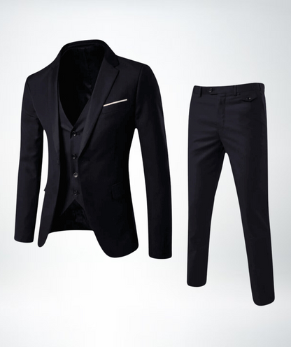 Herren Anzug Dreiteilig – Slim Fit – Wollmix – Business – Sakko mit Weste