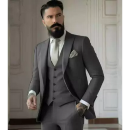 Herren Anzug – Slim Fit – Luxusstoff – 3-teilig – Zwei-Knopf – Reverskragen