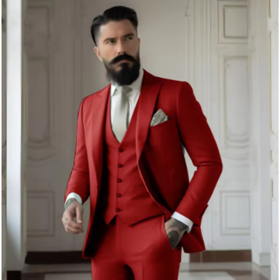 Herren Anzug – Slim Fit – Luxusstoff – 3-teilig – Zwei-Knopf – Reverskragen