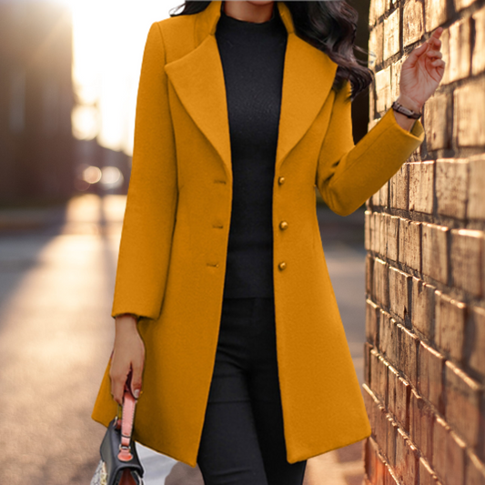 Damen Mantel – Taillierter Schnitt – Wollmix – Einreihig – Formeller Look