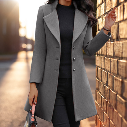 Damen Mantel – Taillierter Schnitt – Wollmix – Einreihig – Formeller Look