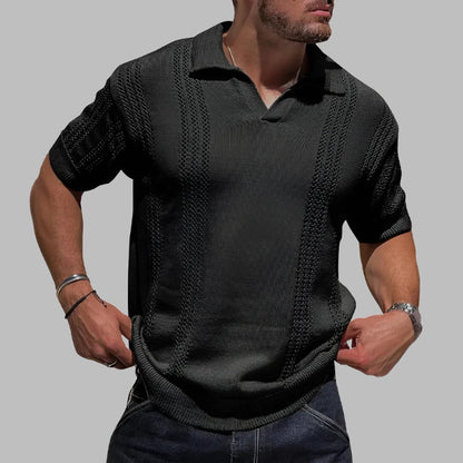 Herren Polohemd – Regular Fit – Soft Knit – Kurzarm – Kabelstruktur Design