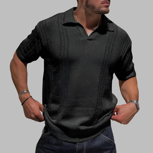 Herren Polohemd – Regular Fit – Soft Knit – Kurzarm – Kabelstruktur Design