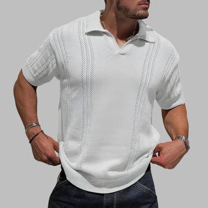 Herren Polohemd – Regular Fit – Soft Knit – Kurzarm – Kabelstruktur Design