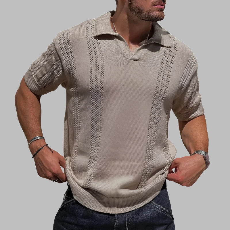 Herren Polohemd – Regular Fit – Soft Knit – Kurzarm – Kabelstruktur Design