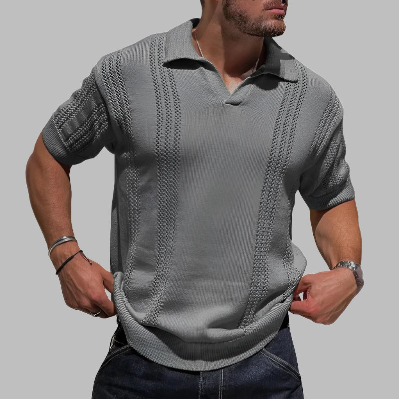 Herren Polohemd – Regular Fit – Soft Knit – Kurzarm – Kabelstruktur Design