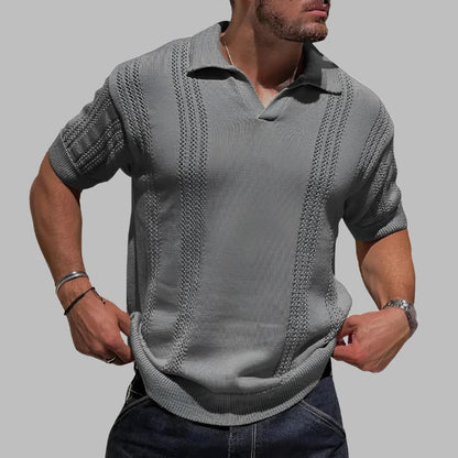 Herren Polohemd – Regular Fit – Soft Knit – Kurzarm – Kabelstruktur Design