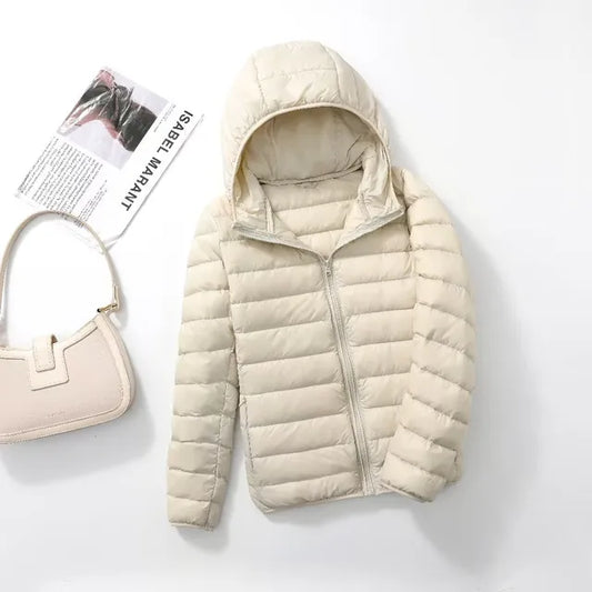 Damen Steppjacke – Slim Fit – Leicht Gepolstert – Kapuze – Komprimierbar