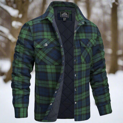Herren Shirtjacke – Relaxed Fit – Weiches Flanell – Gesteppt – Druckknopfverschluss