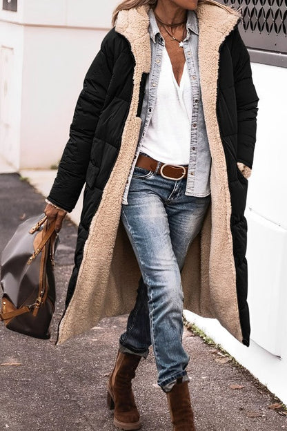 Damen Mantel – Oversize Passform – Gesteppt Gepolstert – Flauschiges Innenfutter