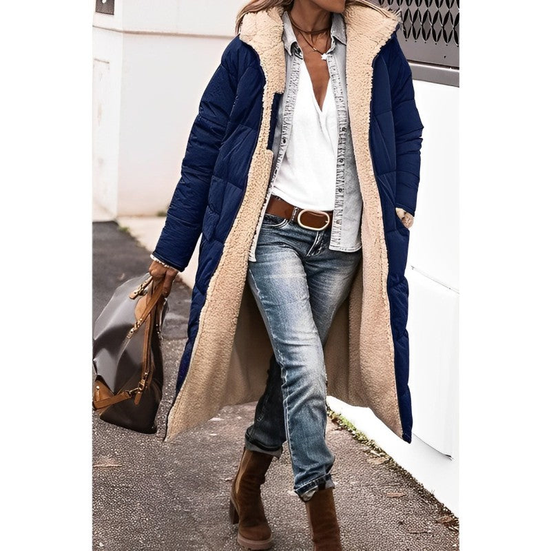 Damen Mantel – Oversize Passform – Gesteppt Gepolstert – Flauschiges Innenfutter