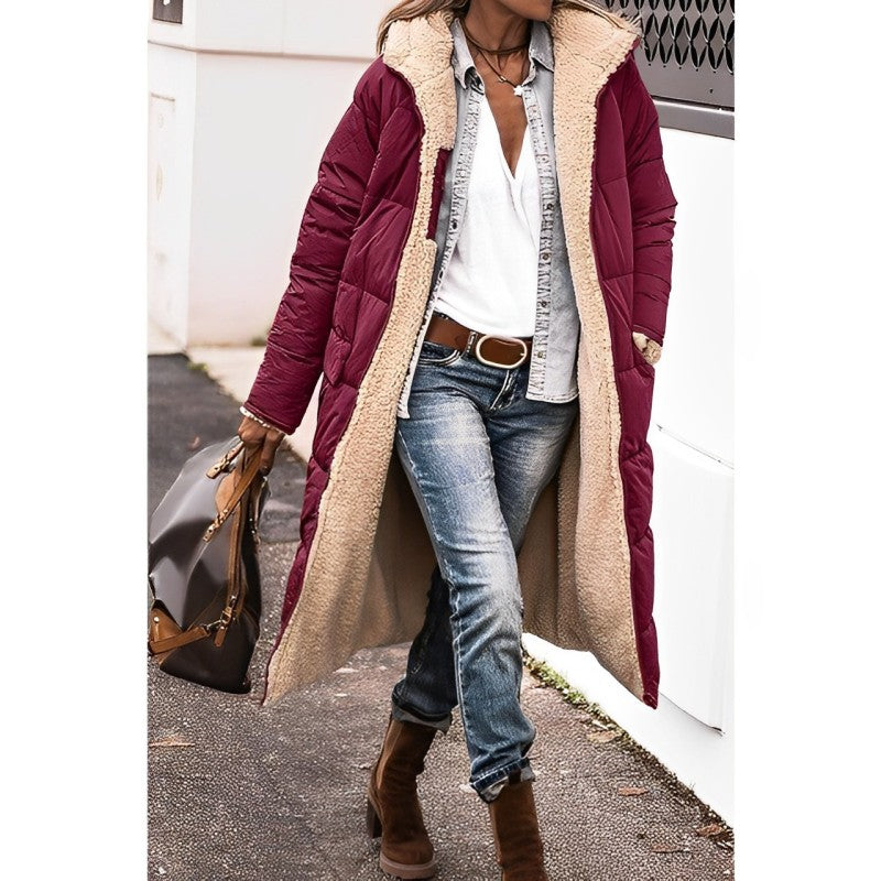 Damen Mantel – Oversize Passform – Gesteppt Gepolstert – Flauschiges Innenfutter
