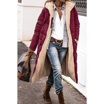 Damen Mantel – Oversize Passform – Gesteppt Gepolstert – Flauschiges Innenfutter
