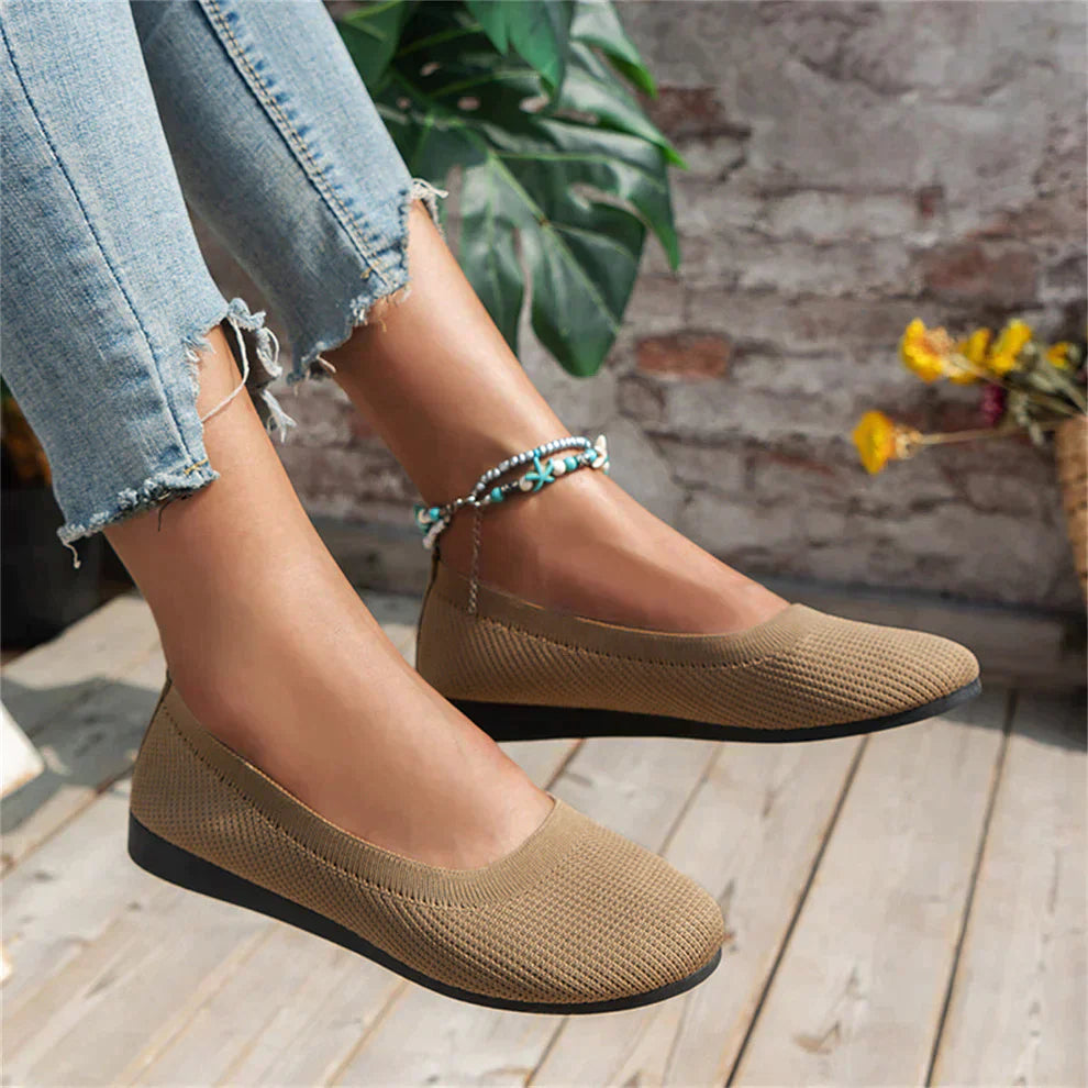 Damen Slip-On Schuhe – Weiches Strickdesign – Atmungsaktiv – Orthopädischer Komfort