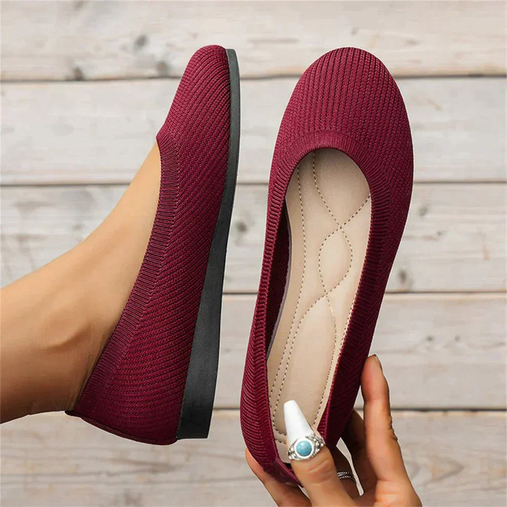 Damen Slip-On Schuhe – Weiches Strickdesign – Atmungsaktiv – Orthopädischer Komfort