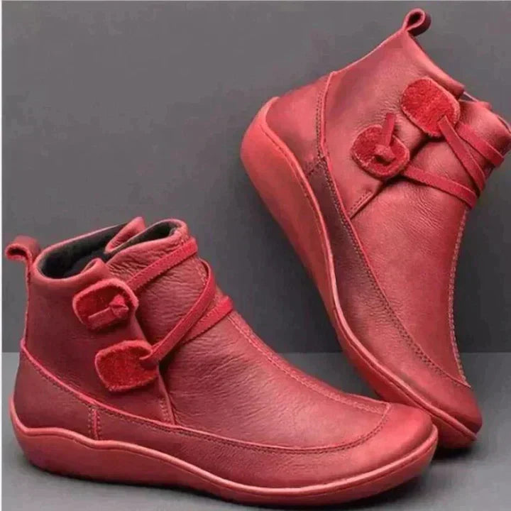 Damen Orthopädische Stiefeletten – Stützende Passform – Riemen & Schnalle – Rutschfeste Sohle