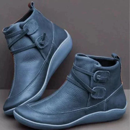 Damen Orthopädische Stiefeletten – Stützende Passform – Riemen & Schnalle – Rutschfeste Sohle