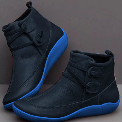 Damen Orthopädische Stiefeletten – Stützende Passform – Riemen & Schnalle – Rutschfeste Sohle