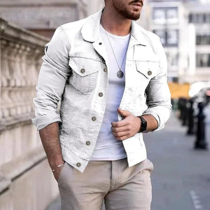 Herren Freizeitjacke – Slim Fit – Atmungsaktives Material – Knopfleiste – Brusttaschen