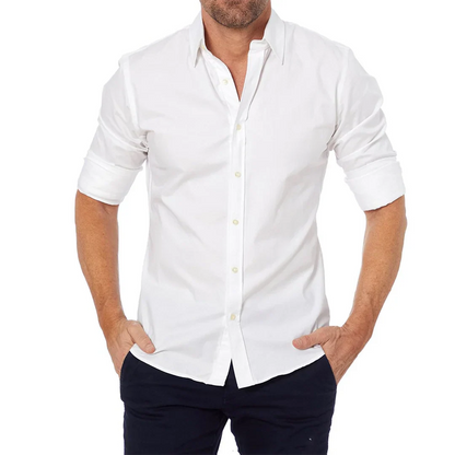 Herren Formalhemd – Slim Fit – Atmungsaktives Gewebe – Button-Down-Kragen – Umschlagärmel