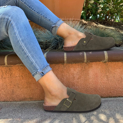 Damen Komfortsandalen – Slip-On – Gepolsterte Sohle – Verstellbarer Riemen