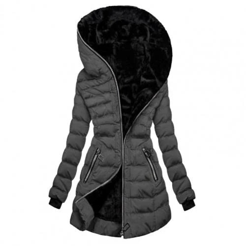Damen Pufferjacke – Regular Fit – Wasserabweisend – Kapuze – Asymmetrischer Reißverschluss