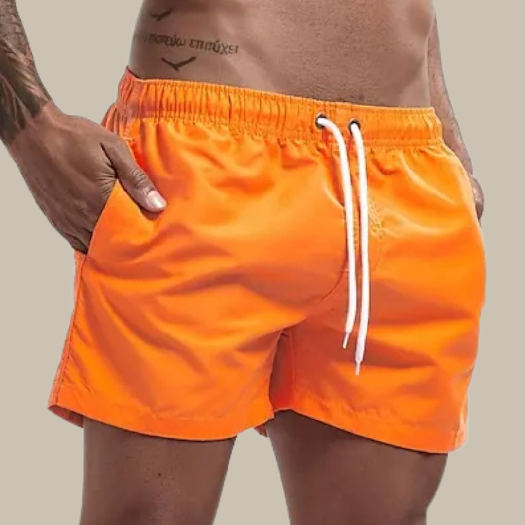 Herren Badeshorts – Relaxed Fit – Schnell Trocknend – Mid-Thigh – Kordelzug Bund