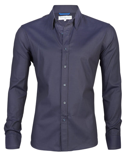 Herren Hemd – Slim Fit – Atmungsaktives Gewebe – Langarm mit Knopfverschluss