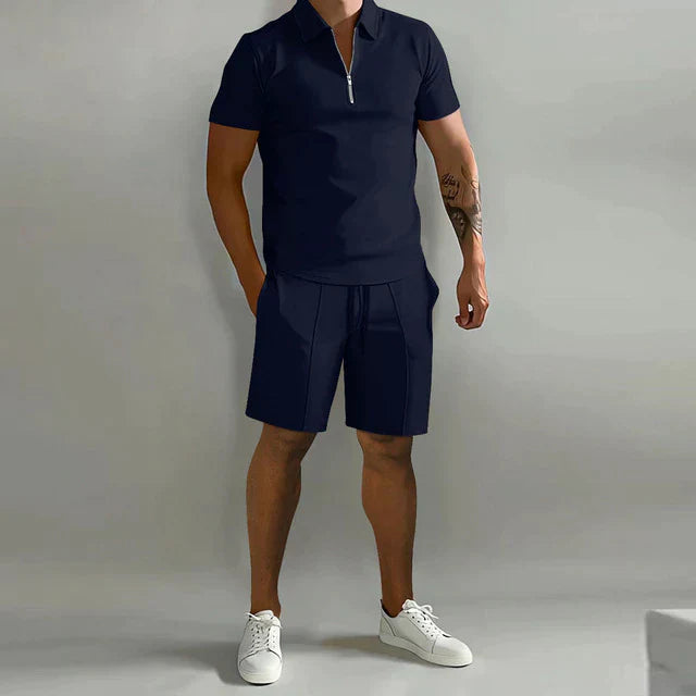 Herren Polo Shirt – Klassischer Schnitt – Atmungsaktives Mischgewebe – Kurzarm – Reißverschlusskragen