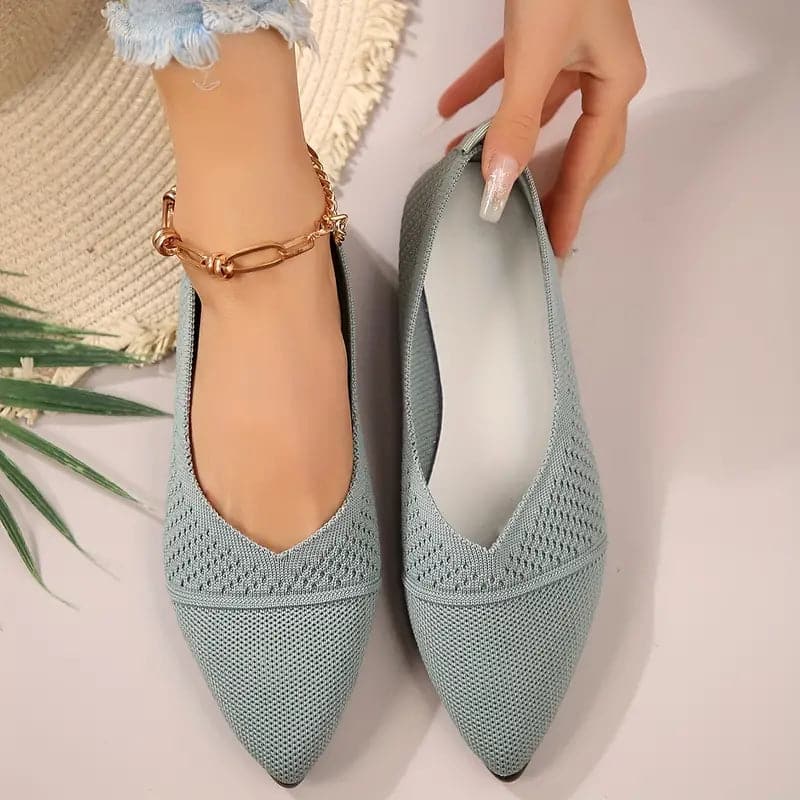 Damen Ballerinas – Soft Knit – Atmungsaktiv – Pointed Toe – Bequemer Slip-On