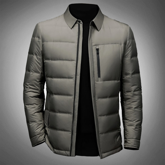 Herren Steppjacke – Standard Fit – Reißverschluss – Klassischer Kragen – Leicht wattiert