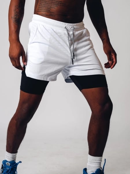 Herren Fitness Shorts – Doppellagig – Atmungsaktive Stretch-Funktion – Mittellang