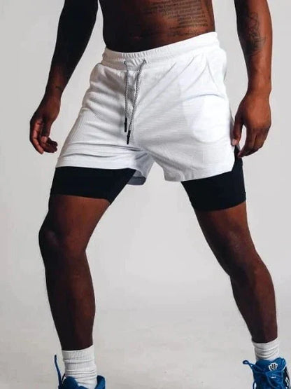 Herren Fitness Shorts – Doppellagig – Atmungsaktive Stretch-Funktion – Mittellang