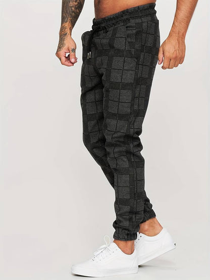 Herren Sweatpants – Slim Fit – Plaidmuster – Elastischer Bund – Atmungsaktives Gewebe