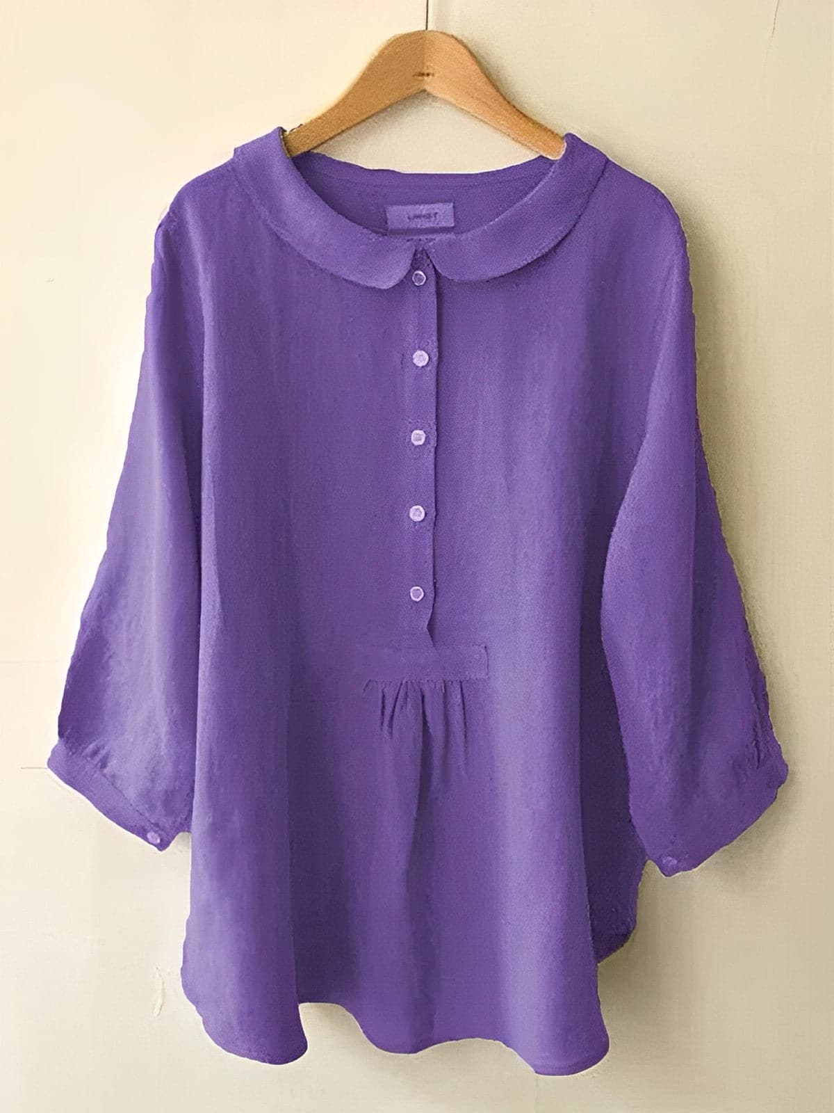 Damen Bluse – Lockerer Schnitt – Peter Pan Kragen – Atmungsaktives Gewebe – 3/4 Ärmel