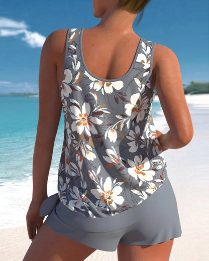 Damen Tankini Set – Flowy Top – Mid-Thigh Shorts – Atmungsaktives Material