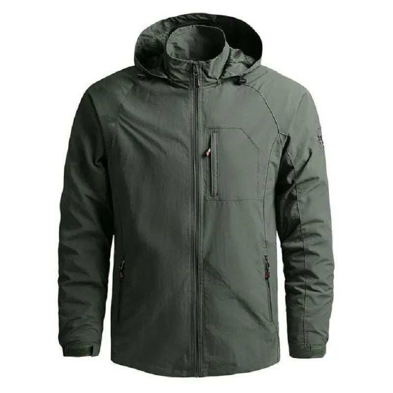 Herren Cargojacke – Regular Fit – Atmungsaktive Mischung – Zipper – Hüftlang – Mehrere Taschen