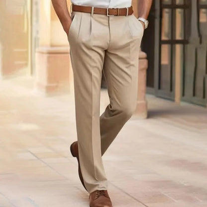 Herren Anzughose – Tailored Fit – Gerade Passform – Faltenfront – Baumwollmix