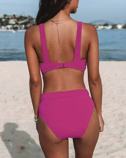 Damen Bikini Set – V-Ausschnitt Top – High Waist – Stützende Passform – Schnell Trocknend
