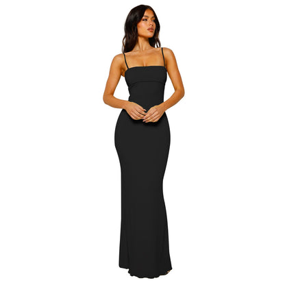 Damen Maxikleid – Bodycon Schnitt – Rückenfrei – Elegant mit Dünnen Trägern