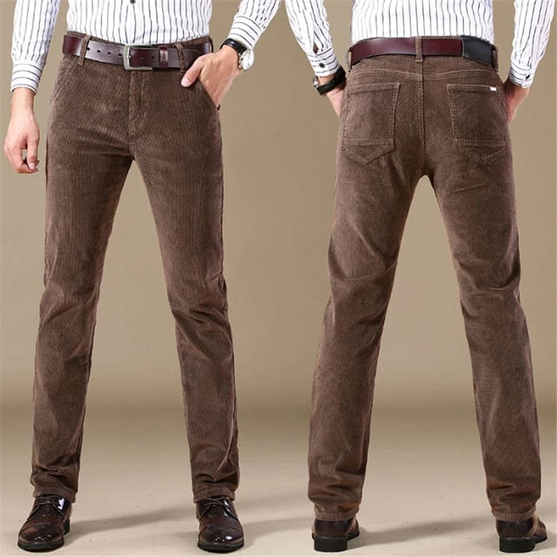 Herren Cordhosen – Gerade Passform – Tailored Fit – Vollbein – Knopfverschluss