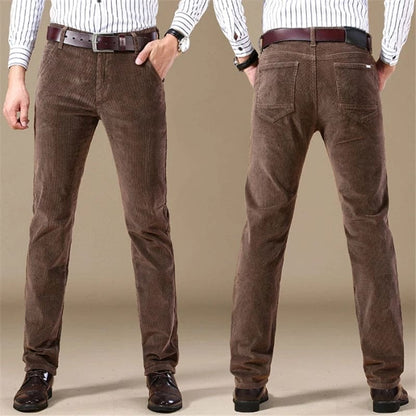 Herren Cordhosen – Gerade Passform – Tailored Fit – Vollbein – Knopfverschluss
