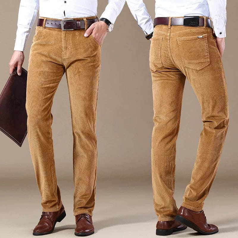 Herren Cordhosen – Gerade Passform – Tailored Fit – Vollbein – Knopfverschluss