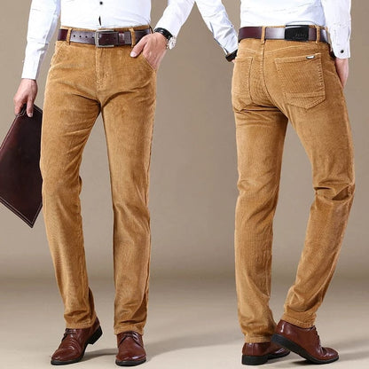 Herren Cordhosen – Gerade Passform – Tailored Fit – Vollbein – Knopfverschluss